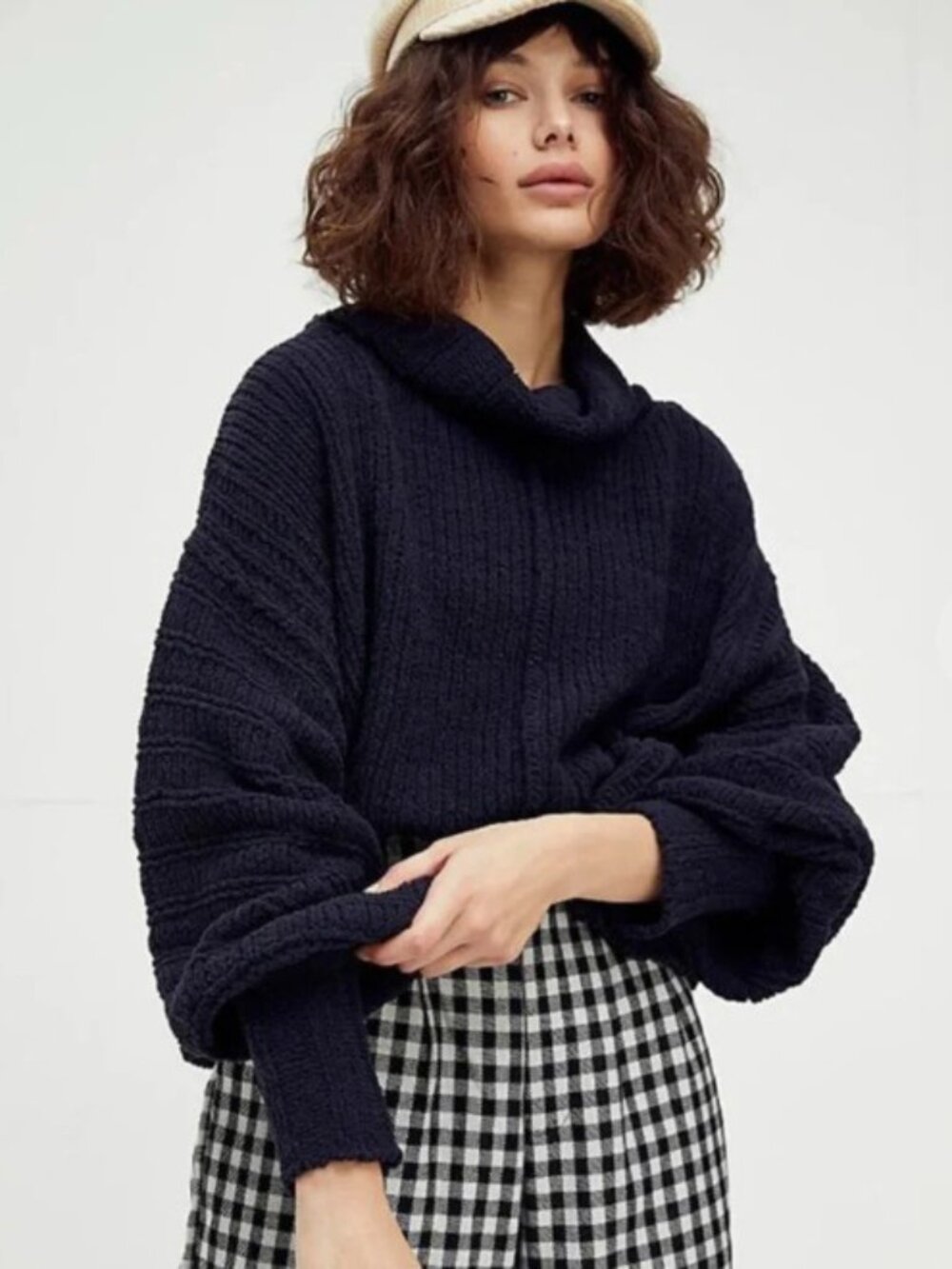 Free People Be Yours Turtleneck Pullover Black Oversized Chunky Knit Sweater M